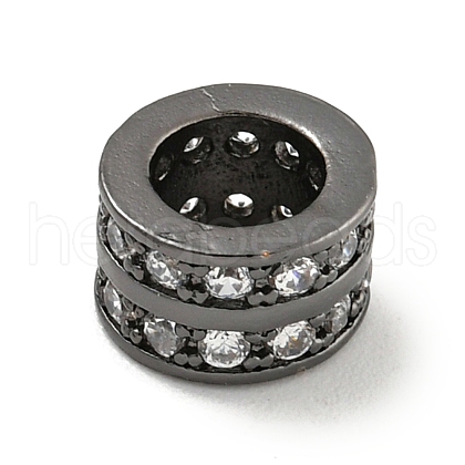 Rack Plating Brass Micro Pave Clear Cubic Zirconia European Beads KK-L215-015B-1