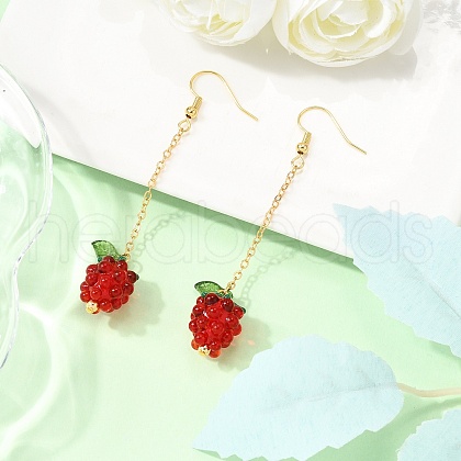 Handmade Lampwork Tassel Dangle Earrings EJEW-TA00658-1