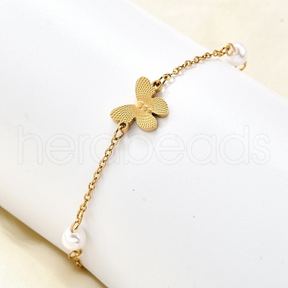 304 Stainless Steel Butterfly Link Bracelets BJEW-C098-01B-G-1