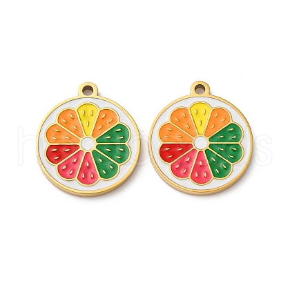 Fruit Seris 304 Stainless Steel Enamel Charms STAS-U060-03G-14-1