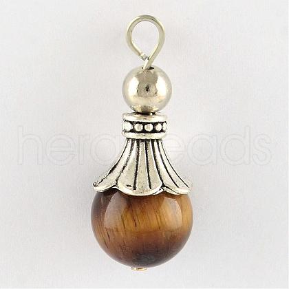 Natural Tiger Eye Pendants G-Q459-02L-1