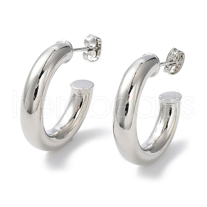 Rack Plating Brass Ring Stud Earrings EJEW-R155-01P-1