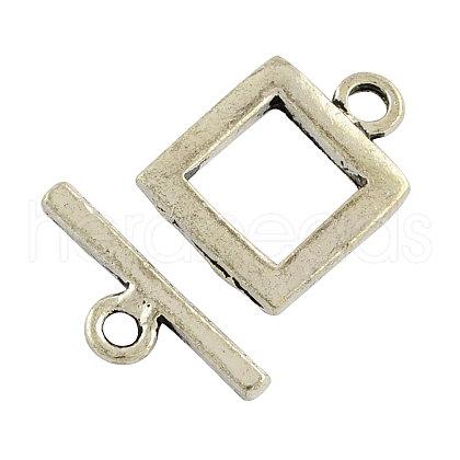 Square Tibetan Style Toggle Clasps TIBE-2036-AS-NR-1