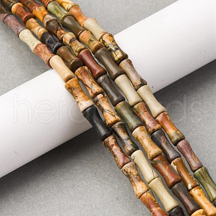 Natural Polychrome Jasper/Picasso Stone/Picasso Jasper Beads Strands G-L624-G04-12x5mm-1