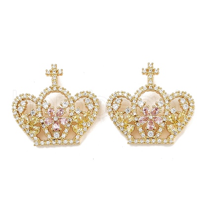 Brass Micro Pave Cubic Zirconia Pendants KK-S526-09G-A-1