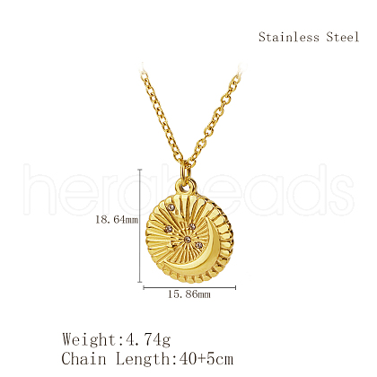 Stylish Stainless Steel Sunbeam Pendant Necklace for Women's Daily Wear KZ7444-1-1