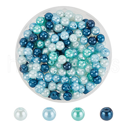 HOBBIESAY 200Pcsg Ocean Mix Pearlized Glass Pearl Beads HY-HY0001-03B-1