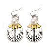 Teardrop with Flower Plastic Imitation Pearl Dangle Earrings EJEW-G370-03AS-1