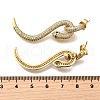Snake Brass Cubic Zirconia Dangle Stud Earrings for Women EJEW-F367-01B-G-3