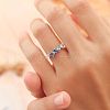 Rectangle Horse Eye Triangle Brass Micro Pave Clear & Blue Cubic Zirconia Finger Rings for Women FS-WG723F9-04-4