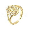 Brass Micro Pave Cubic Zirconia Cuff Rings for Women RJEW-F181-07G-2