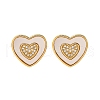 Heart Brass Micro Pave Clear Cubic Zirconia Stud Earrings KK-D363-12B-G-2