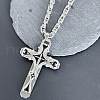 Gothic Style Cross 304 Stainless Steel Black Enamel Pendant Byzantine Chain Necklaces for Men FS-WG287BB-01-3