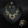 Leaf Alloy Glass Jewelry Sets for Women FS-WG27195-02-1