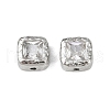Brass Clear Cubic Zirconia Spacer Beads KK-D375-36P-1