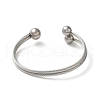 Non-Tarnish 304 Stainless Steel Round Ball Cuff Bangles BJEW-P310-05P-1