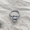 Square 304 Stainless Steel with Glass Finger Rings FS-WG8AAFA-16-1