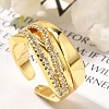 Rack Plating Brass Micro Pave Clear Cubic Zirconia Cuff Finger Rings for Women RJEW-M028-29G-5