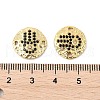 Brass Micro Pave Black Cubic Zirconia Disc with Hamsa Hand Connector Charms KK-P300-24G-02-3
