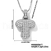 Elegant Brass Micro Pave Clear Cubic Zirconia 3D Initial Necklaces DV4415-43-1
