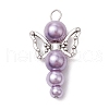 Pearlized Glass Pearl Bead Pendants PALLOY-JF03204-05-3