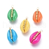 Spray Paint Cowrie Shell Pendants PALLOY-JF00449-1