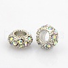 Platinum Plated Alloy Grade A Rhinestone European Beads CPDL-J022-11x6mm-28P-1