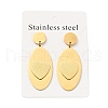 Oval with Heart Long Dangle Stud Earrings with 316 Stainless Steel Pins EJEW-F285-13G-3