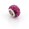 304 Stainless Steel Polymer Clay Rhinestone European Beads CPDL-J015-23-2