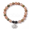 Natural Unakite & Multi-Moonstone Beaded Stretch Bracelets BJEW-JB11951-02-2