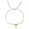 Natural Mixed Gemstone Braided Bead Bracelets KA2676-6-1
