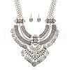 Alloy Coin Tassel Bib Necklaces & Dangle Earrings Sets FS-WG2BAC6-01-4