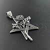 Vintage Stainless Steel Star Rose Pendant Necklaces XF5459-2
