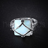 Brass & Opalite Finger Rings FS-WG78CCB-04-3