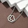 304 Stainless Steel Paw Print Link Bracelets BJEW-F500-02P-4
