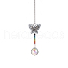 Glass Round Ball Sun Catcher Hanging Prism Ornaments with Iron Butterfly HJEW-PW0002-14A-1