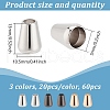 GOMAKERER 60Pcs 3 Colors Zinc Alloy Cord Ends FIND-GO0002-86B-2