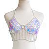Lilac Acrylic Scale Sequin Alloy Tassel Chain Sexy Chest Body Chains for Beach Party FS-WG189BD-01-1