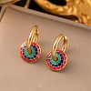304 Stainless Steel Enamel Hoop Earrings EJEW-Q040-01A-G-1