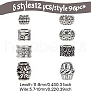 GOMAKERER 96Pcs 8 Style Tibetan Style Alloy European Beads MPDL-GO0001-01-RS-2