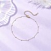 304 Stainless Steel & ABS Imitation Pearl Chain Anklets for Women AJEW-AN00689-1