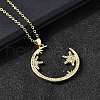 Brass Micro Pave Clear Cubic Zirconia Flower Moon Pendant Necklaces for Women NJEW-D311-02C-G-2