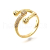Brass Micro Pave Cubic Zirconia Cuff Rings RJEW-D308-03G-D-4