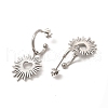304 Stainless Steel Ring with Heart Dangle Stud Earrings EJEW-P219-01P-2