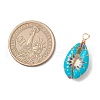 Printed Natural Cowrie Shell Pendants PALLOY-JF03991-2