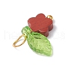 80Pcs 8 Styles Natural Gemstone Flower Charms PALLOY-JF03765-7
