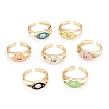 Brass Micro Pave Clear Cubic Zirconia Cuff Rings RJEW-I077-16G-1