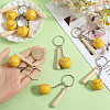 SOFPLATE 12Pcs Mini Baseball PU Leather Pendant Keychain with Wood Baseball Bat DIY-SP0001-51B-3