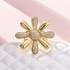 Brass Micro Pave Clear Cubic Zirconia Cuff Rings for Women RJEW-H248-02G-2