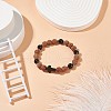 Natural Black Agate(Dyed) & Rudraksha & Synthetic Turquoise(Dyed) Stretch Bracelet BJEW-TA00187-02-5